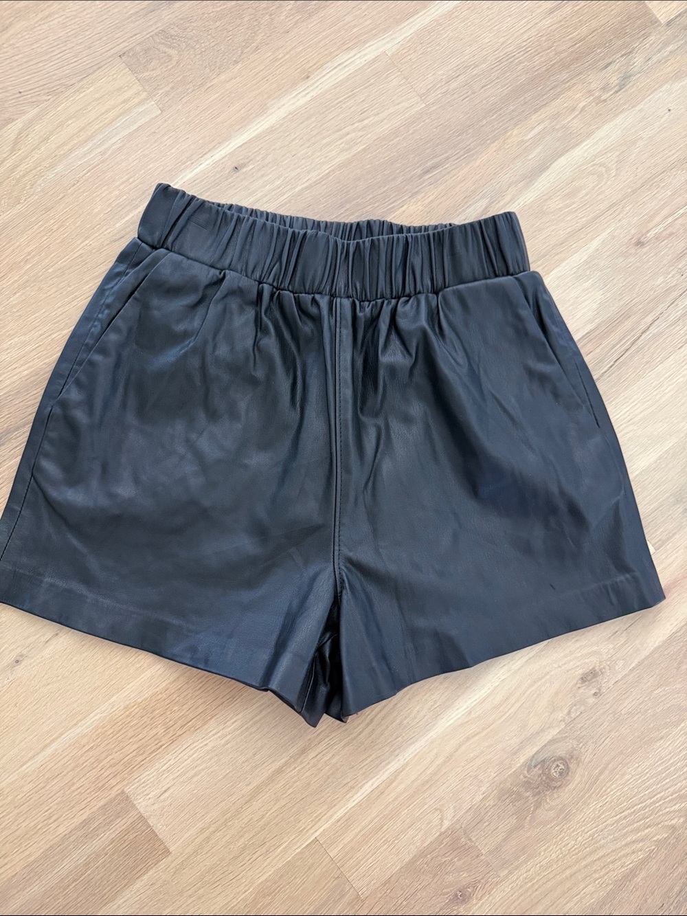Blank NYC Black High-Waist Faux Leather Shorts